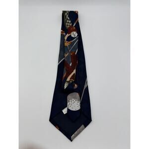 Vintage Next Blue Brown and Gray Handmade Golf Design Silk Dress Suit Neck Tie